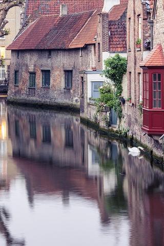 Houses on a channel in Belgium