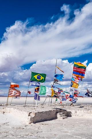 Flags on Beach, Bolivia